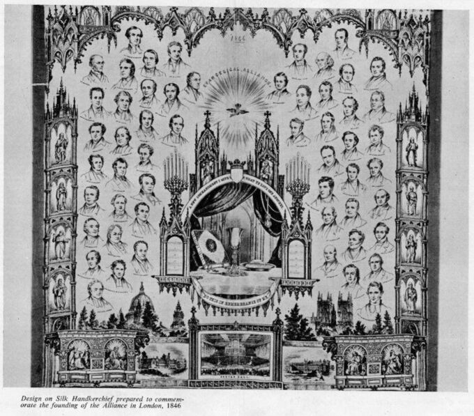 Zeichnung zur Gründungskonferenz der Evangelischen Allianz in London, 1846